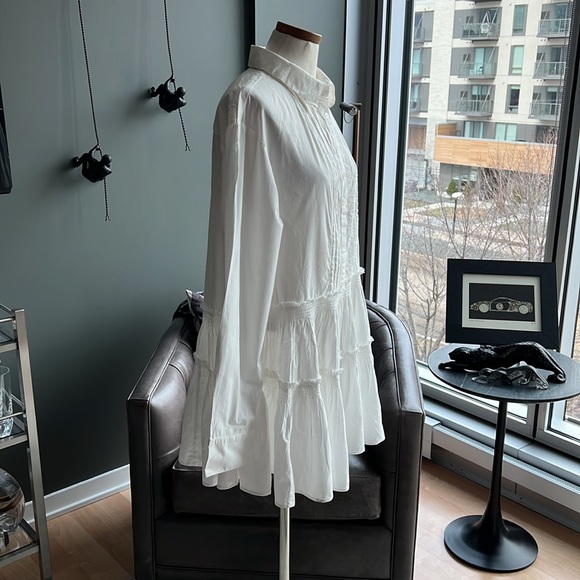 New Free People Billie Pleated Tiered Mini Dress in White - Picture 4 of 6